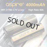 Aspire - INR21700 リチウム充電池【フラットトップ／4000mAh／MAX40A】