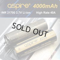 Aspire - INR21700 リチウム充電池【フラットトップ／4000mAh／MAX40A】