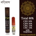 （高濃度TC80%配合） Nirvana Cannabinoid - CBD カンナビノイド カートリッジ 0.5ml （CBD ／ CBN ／ CBG ／CBC ／ テルペン）