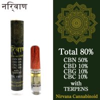（高濃度TC80%配合） Nirvana Cannabinoid - Focus on CBN カンナビノイド カートリッジ 0.5ml （CBD ／ CBN ／ CBG ／CBC ／ テルペン）