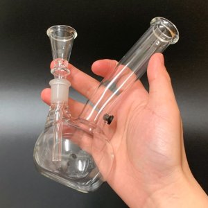 画像4: 7inch Clear Glass Bong Flask  ガラスボング 18cm