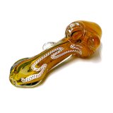 Thick Gold Fumed Stripe Glass Pipe ガラスパイプ