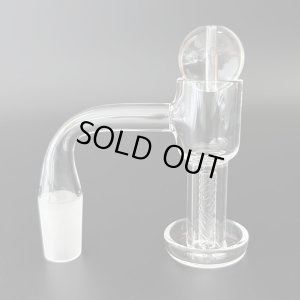 画像1: Flat Top Quartz Banger With Hollow Bubble Cap Ball & Terp Pillar フラットトップ クォーツ バンガー バブルキャップ＆タープピラー付き （WAX・ダブリグ用 火皿）