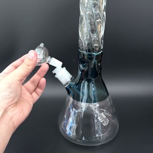 画像4: Stripe Twist Green Bubble ストライプ ツイスト グリーンバブル  アイスガラス ボング 41cm