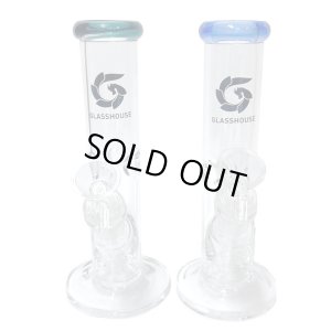 画像2: GLASS HOUSE - Pinched Straight Tube Glass Water Pipe  アイス ガラスボング  20cm