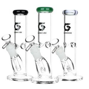画像1: GLASS HOUSE - Pinched Straight Tube Glass Water Pipe  アイス ガラスボング  20cm