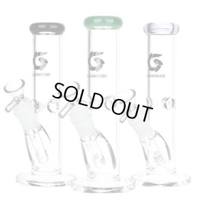 画像1: GLASS HOUSE - Pinched Straight Tube Glass Water Pipe  アイス ガラスボング  20cm