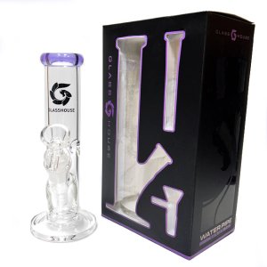 画像8: GLASS HOUSE - Pinched Straight Tube Glass Water Pipe  アイス ガラスボング  20cm