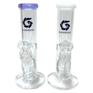 画像3: GLASS HOUSE - Pinched Straight Tube Glass Water Pipe  アイス ガラスボング  20cm