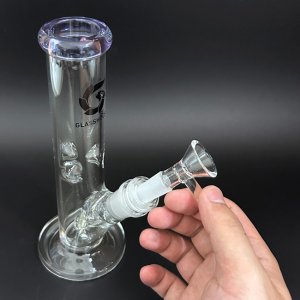 画像5: GLASS HOUSE - Pinched Straight Tube Glass Water Pipe  アイス ガラスボング  20cm