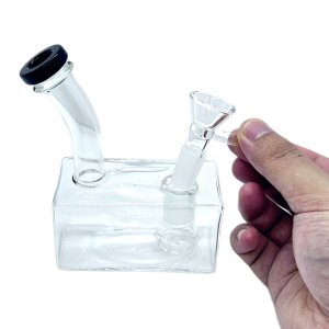 画像4: Rectangle Thick Glass Water Pipe ミニ ガラスボング 