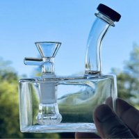 Rectangle Thick Glass Water Pipe ミニ ガラスボング 