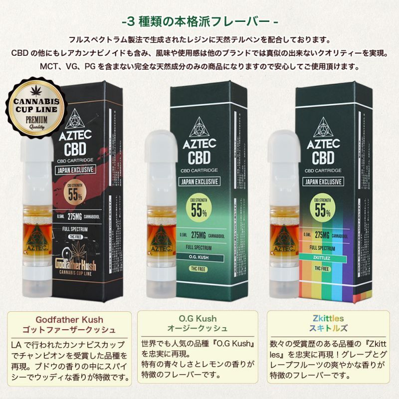 アステカ CBD 55%カートリッジ(スキトルズ)すぐ吸えるスターターキット！白