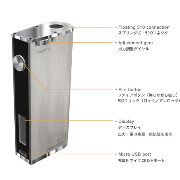 画像4: Aspire - Pegasus BOX MOD(Ver.1)【温度管理機能付き・サブオーム対応】 (4)