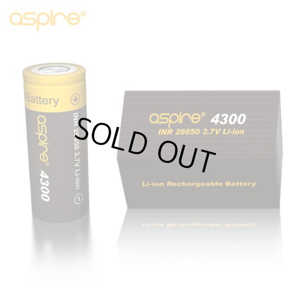 画像1: Aspire - INR 26650 リチウムイオン充電池【フラットトップ／4300mAh／Max40A】 (1)