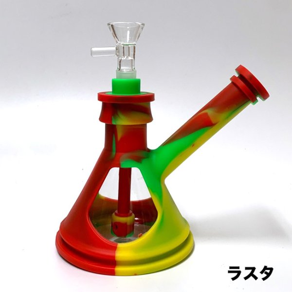 画像5: カラフルシリコン in ガラスチャンバーボング (5)