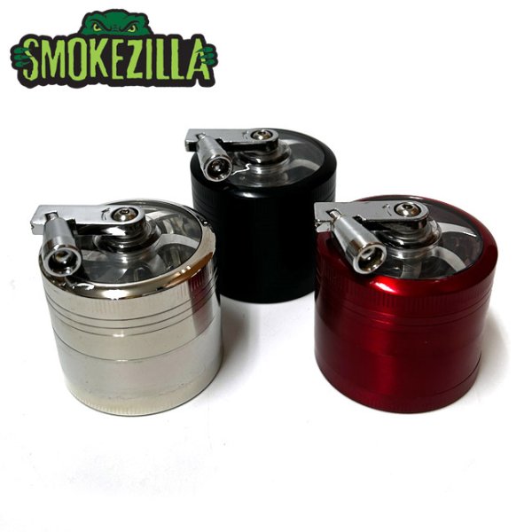 画像1: SmokeZilla - 4pc Metal Crank Grinder ハンドル付き グラインダー φ53mm (1)