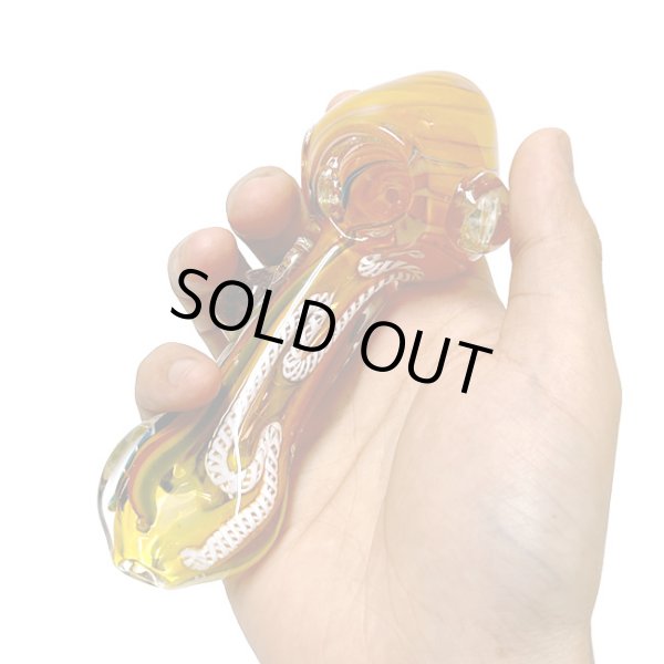画像7: Thick Gold Fumed Stripe Glass Pipe ガラスパイプ (7)