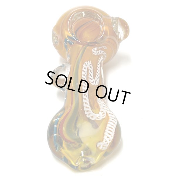 画像5: Thick Gold Fumed Stripe Glass Pipe ガラスパイプ (5)