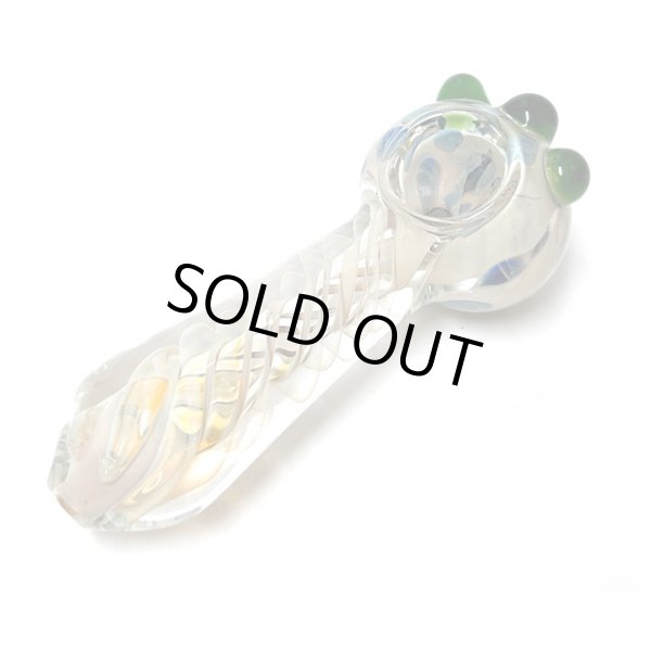 画像1: Silver Furned Spiral Glass Pipe ガラスパイプ (1)