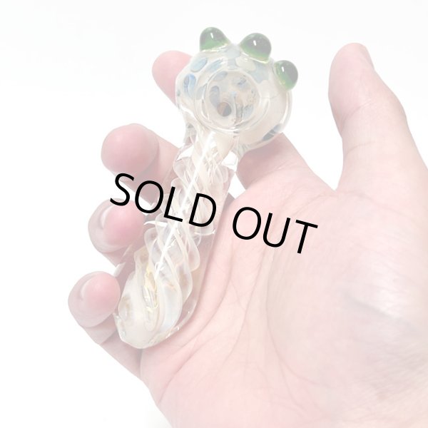 画像4: Silver Furned Spiral Glass Pipe ガラスパイプ (4)