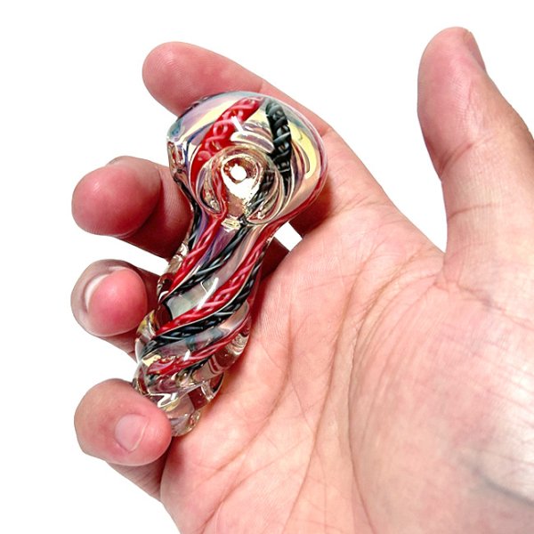 画像7: Color Changing Striped Twisted Glassスモール ガラスパイプ (7)