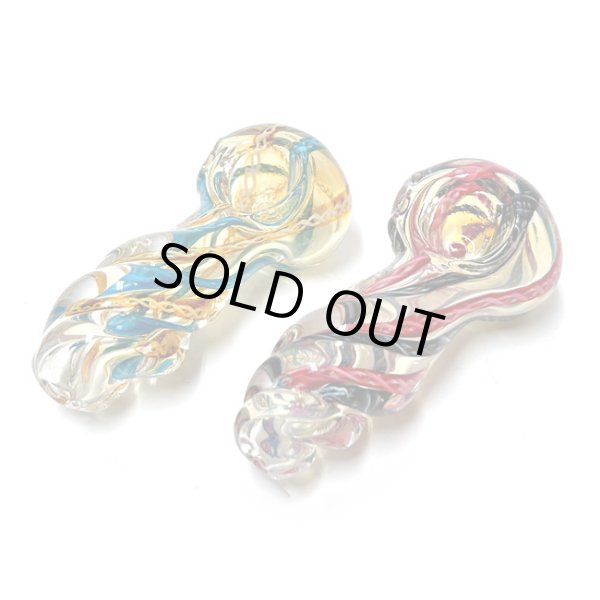 画像1: Color Changing Striped Twisted Glassスモール ガラスパイプ (1)