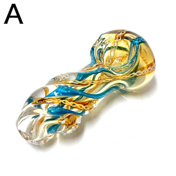 画像3: Color Changing Striped Twisted Glassスモール ガラスパイプ (3)