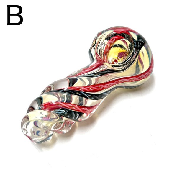 画像4: Color Changing Striped Twisted Glassスモール ガラスパイプ (4)