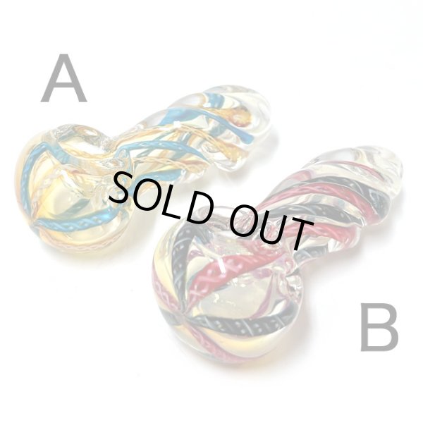 画像2: Color Changing Striped Twisted Glassスモール ガラスパイプ (2)