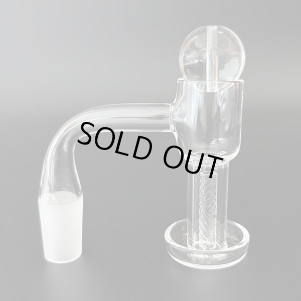 画像1: Flat Top Quartz Banger With Hollow Bubble Cap Ball & Terp Pillar フラットトップ クォーツ バンガー バブルキャップ＆タープピラー付き （WAX・ダブリグ用 火皿） (1)