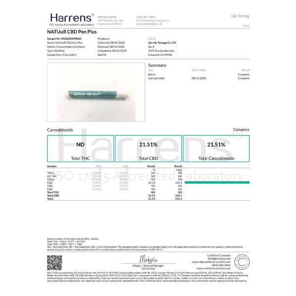 画像5: 【新基準値対応】NATUuR CBD Disposable Pen 1.0ml ナチュール 使い捨て CBDペン(CBD含有率20%) (5)