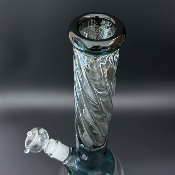 画像7: Stripe Twist Green Bubble ストライプ ツイスト グリーンバブル  アイスガラス ボング 41cm (7)