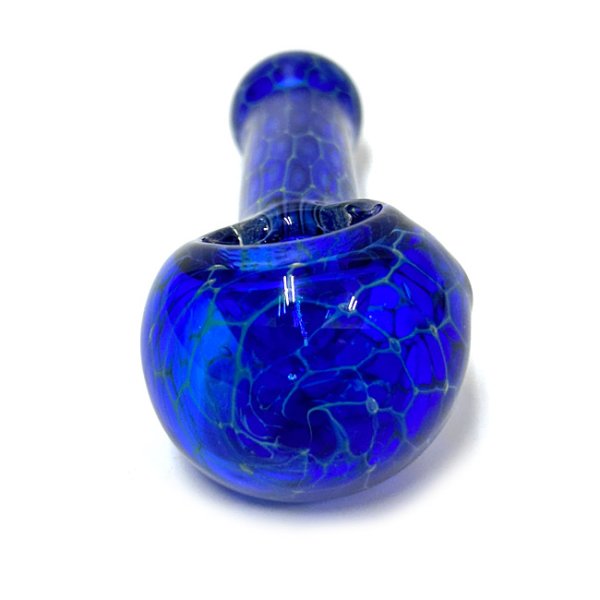 画像4: Cellular Blue Glass Spoon Pipe ガラスパイプ (4)