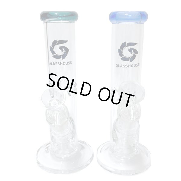 画像2: GLASS HOUSE - Pinched Straight Tube Glass Water Pipe  アイス ガラスボング  20cm (2)