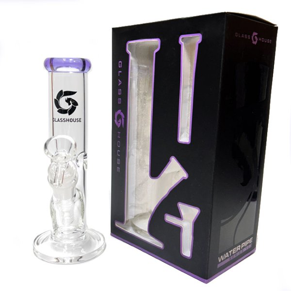 画像8: GLASS HOUSE - Pinched Straight Tube Glass Water Pipe  アイス ガラスボング  20cm (8)