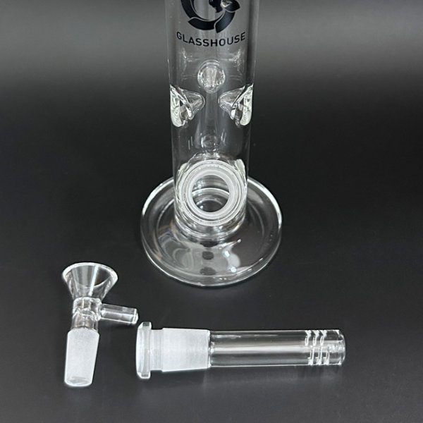 画像6: GLASS HOUSE - Pinched Straight Tube Glass Water Pipe  アイス ガラスボング  20cm (6)