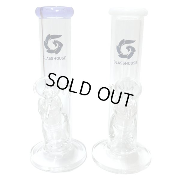 画像3: GLASS HOUSE - Pinched Straight Tube Glass Water Pipe  アイス ガラスボング  20cm (3)