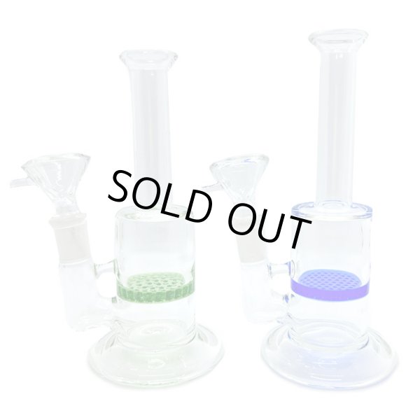 画像1: Slim Honeycomb Glass Bong  ガラスボング 15cm (1)