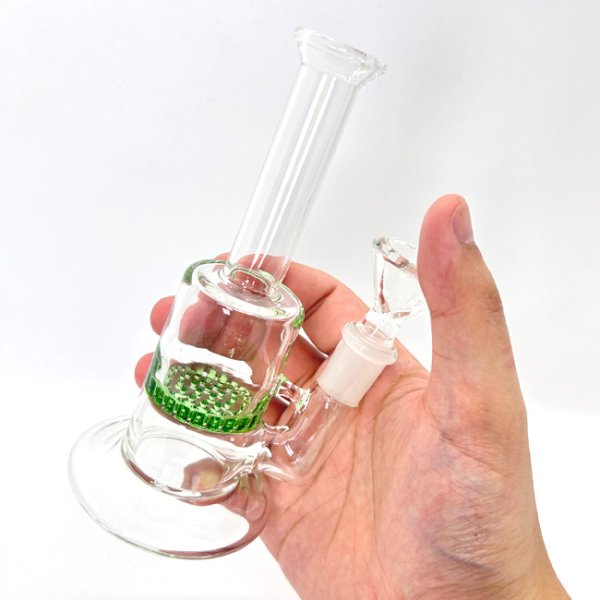 画像3: Slim Honeycomb Glass Bong  ガラスボング 15cm (3)