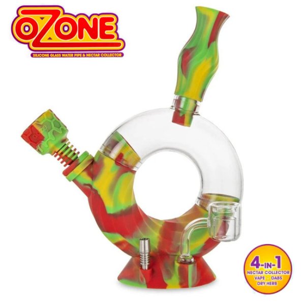 画像1: OOZE - OZONE Silicone Water Pipe & Nectar Collector 4 in 1 ガラス&シリコン ボング（ハーブ／ワックス／CBDカートリッジ対応） (1)